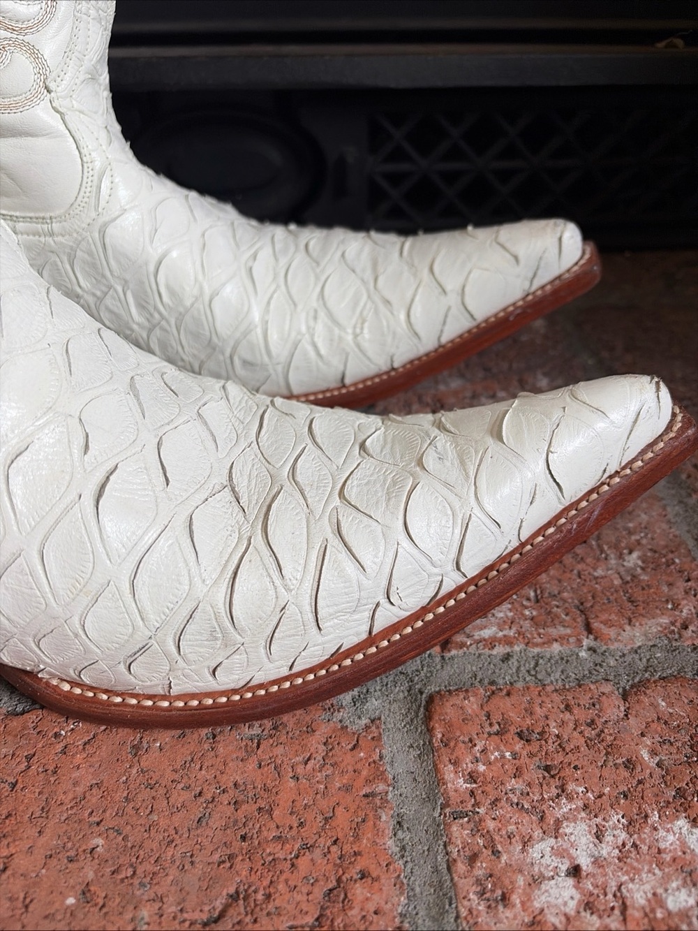 LIS ALTOS White Exotic Ant Eater Print Cowboy Boots Western EUC! Mens SZ 10 - Picture 4 of 11